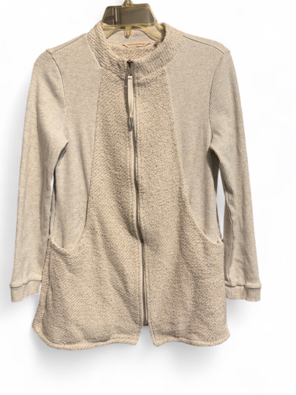 Soft Surroundings Zip-Front Jacket- Light Grey